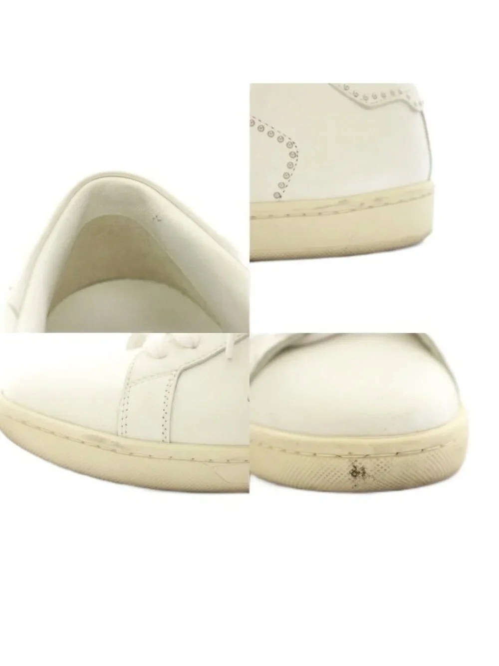 Saint Laurent Paris Blanc Optique Studded Sneakers Shoes Leather Studs 36 White - Picture 8 of 9